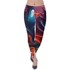 Ai Generated Swirl Splash Blaze Design Art Velvet Leggings by Ravend