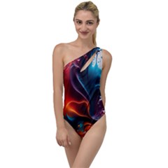 Ai Generated Swirl Splash Blaze Design Art To One Side Swimsuit by Ravend