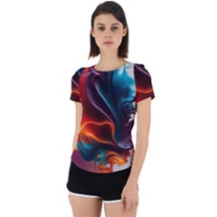 Ai Generated Swirl Splash Blaze Design Art Back Cut Out Sport Tee