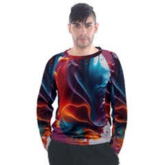 Ai Generated Swirl Splash Blaze Design Art Men s Long Sleeve Raglan Tee