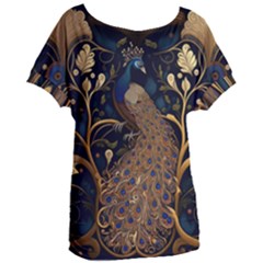 Peacock Plumage Bird Decorative Pattern Graceful Women s Oversized Tee by Ravend