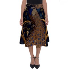 Peacock Plumage Bird Decorative Pattern Graceful Perfect Length Midi Skirt