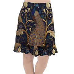 Peacock Plumage Bird Decorative Pattern Graceful Fishtail Chiffon Skirt