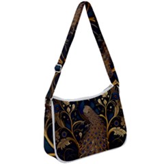 Peacock Plumage Bird Decorative Pattern Graceful Zip Up Shoulder Bag