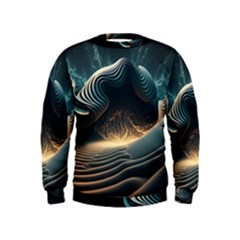 Ai Generated Swirl Space Design Fractal Light Kids  Sweatshirt