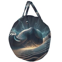 Ai Generated Swirl Space Design Fractal Light Giant Round Zipper Tote by Ravend