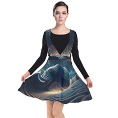 Ai Generated Swirl Space Design Fractal Light Plunge Pinafore Dress by Ravend