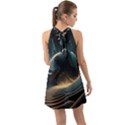 Ai Generated Swirl Space Design Fractal Light Halter Tie Back Chiffon Dress View2