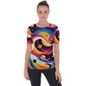 Ai Generated Moon Art Design Graphic Shape Shoulder Cut Out Short Sleeve Top View1