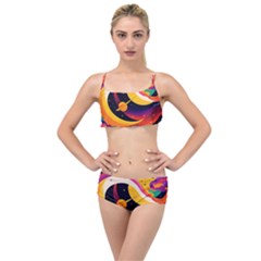 Ai Generated Moon Art Design Graphic Shape Layered Top Bikini Set