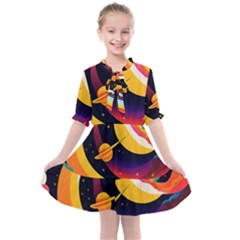 Ai Generated Moon Art Design Graphic Shape Kids  All Frills Chiffon Dress