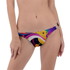 Ai Generated Moon Art Design Graphic Shape Ring Detail Bikini Bottoms by Ravend