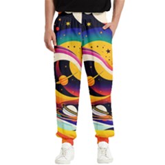 Ai Generated Moon Art Design Graphic Shape Men s Elastic Waist Pants by Ravend