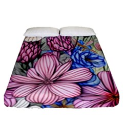 Broken And Budding Watercolor Flowers Fitted Sheet (queen Size) by GardenOfOphir