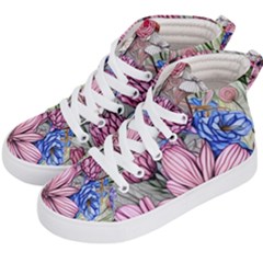 Broken And Budding Watercolor Flowers Kids  Hi-top Skate Sneakers by GardenOfOphir