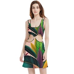 Ai Generated Tropical Leaves Foliage Wallpaper Velour Cutout Dress