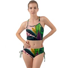 Ai Generated Tropical Leaves Foliage Wallpaper Mini Tank Bikini Set