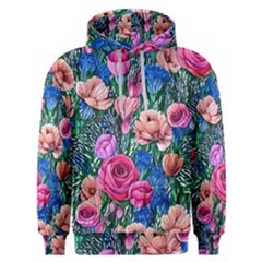 Bright And Brilliant Watercolor Flowers Men s Overhead Hoodie by GardenOfOphir