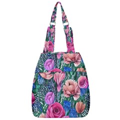 Bright And Brilliant Watercolor Flowers Center Zip Backpack by GardenOfOphir
