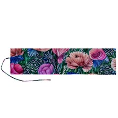 Bright And Brilliant Watercolor Flowers Roll Up Canvas Pencil Holder (l) by GardenOfOphir