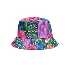 Bright And Brilliant Watercolor Flowers Bucket Hat (kids) by GardenOfOphir