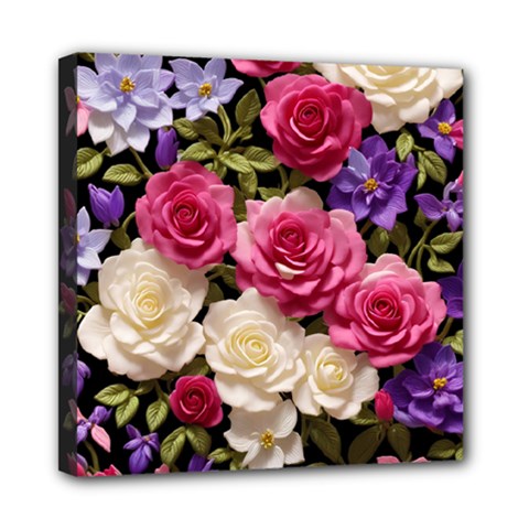 Ai Generated Roses Flowers Petals Bouquet Wedding Mini Canvas 8  X 8  (stretched)