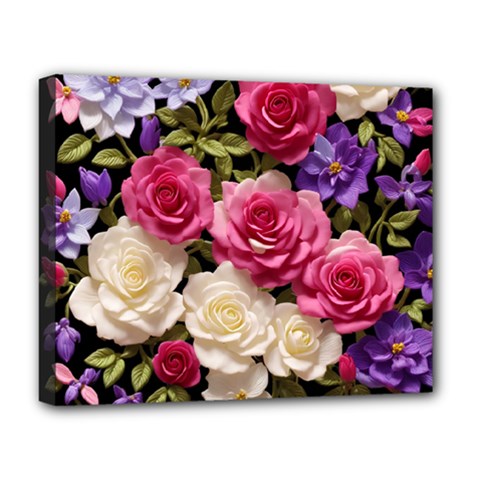 Ai Generated Roses Flowers Petals Bouquet Wedding Deluxe Canvas 20  X 16  (stretched) by Ravend