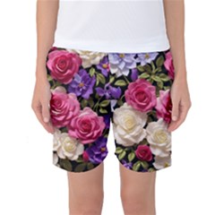 Ai Generated Roses Flowers Petals Bouquet Wedding Women s Basketball Shorts by Ravend