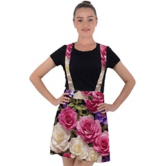 Ai Generated Roses Flowers Petals Bouquet Wedding Velvet Suspender Skater Skirt