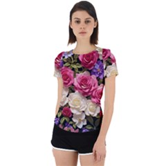 Ai Generated Roses Flowers Petals Bouquet Wedding Back Cut Out Sport Tee by Ravend