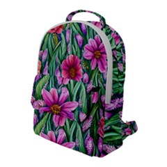 Cheerful And Cheery Blooms Flap Pocket Backpack (large) by GardenOfOphir