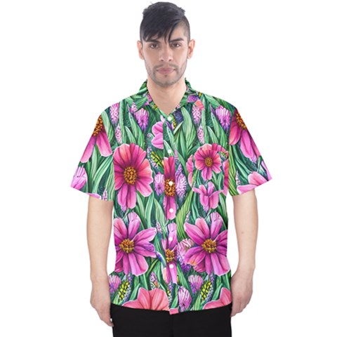 Cheerful And Cheery Blooms Men s Hawaii Shirt by GardenOfOphir