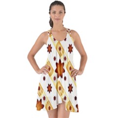 Background Floral Pattern Graphic Show Some Back Chiffon Dress