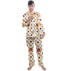 Background Floral Pattern Graphic Men s Long Sleeve Satin Pajamas Set