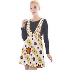 Background Floral Pattern Graphic Plunge Pinafore Velour Dress by Ravend