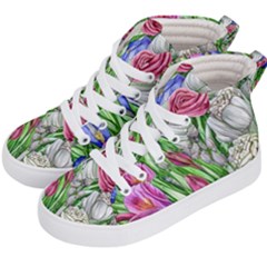 Celestial And Charming Florals Kids  Hi-top Skate Sneakers by GardenOfOphir