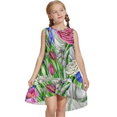 Celestial And Charming Florals Kids  Frill Swing Dress by GardenOfOphir