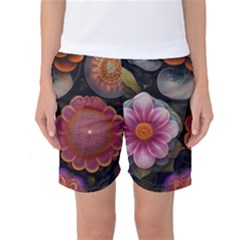 Ai Generated Floral Pattern Flowers Floral Women s Basketball Shorts by Ravend