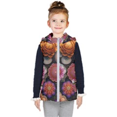 Ai Generated Floral Pattern Flowers Floral Kids  Hooded Puffer Vest
