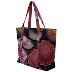 Ai Generated Floral Pattern Flowers Floral Zip Up Canvas Bag