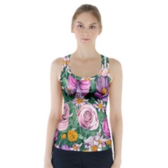 Budding And Captivating Flowers Racer Back Sports Top by GardenOfOphir