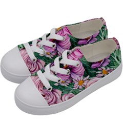 Budding And Captivating Flowers Kids  Low Top Canvas Sneakers by GardenOfOphir