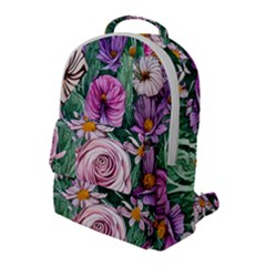 Budding And Captivating Flowers Flap Pocket Backpack (large) by GardenOfOphir