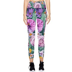 Budding And Captivating Flowers Pocket Leggings  by GardenOfOphir