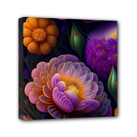 Ai Generated Flowers Plants Petals Buds Mini Canvas 6  X 6  (stretched)