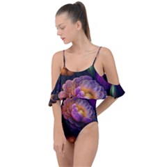 Ai Generated Flowers Plants Petals Buds Drape Piece Swimsuit