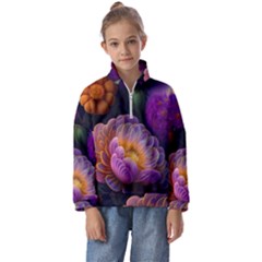 Ai Generated Flowers Plants Petals Buds Kids  Half Zip Hoodie