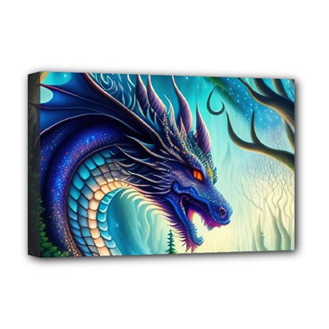 Ai Generated Dragon Fractal Art Texture Deluxe Canvas 18  X 12  (stretched) by Ravend