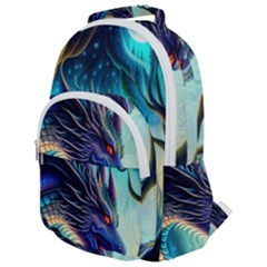 Ai Generated Dragon Fractal Art Texture Rounded Multi Pocket Backpack