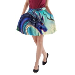 Ai Generated Dragon Fractal Art Texture A-line Pocket Skirt